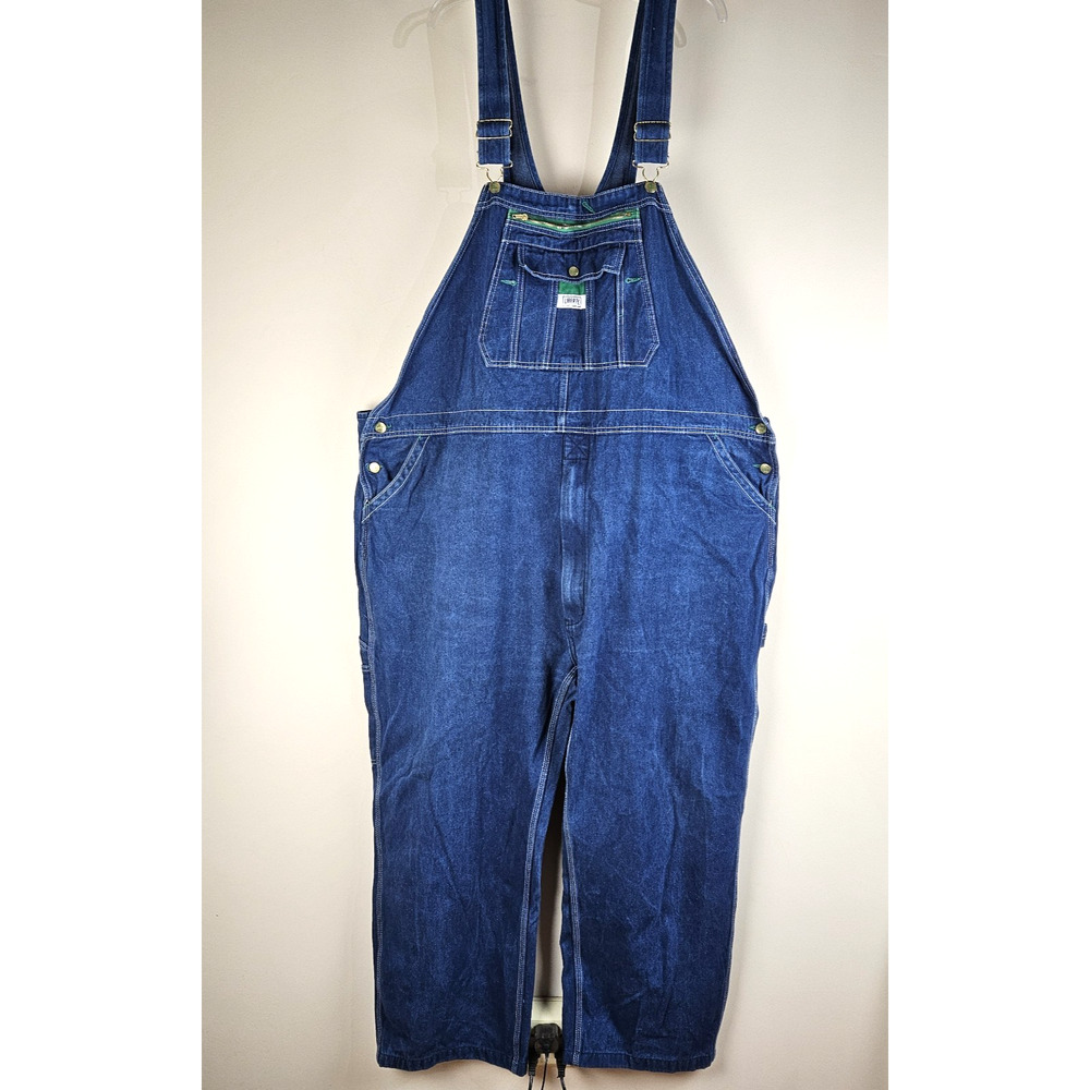 Liberty Bib Overalls Mens 52x30 Blue Denim Carpenter Workwear Pockets Utility